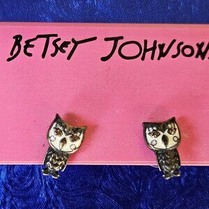 🦉Betsey Johnson VINTAGE Owl Stud Push-Back Earrings - NWT🦉